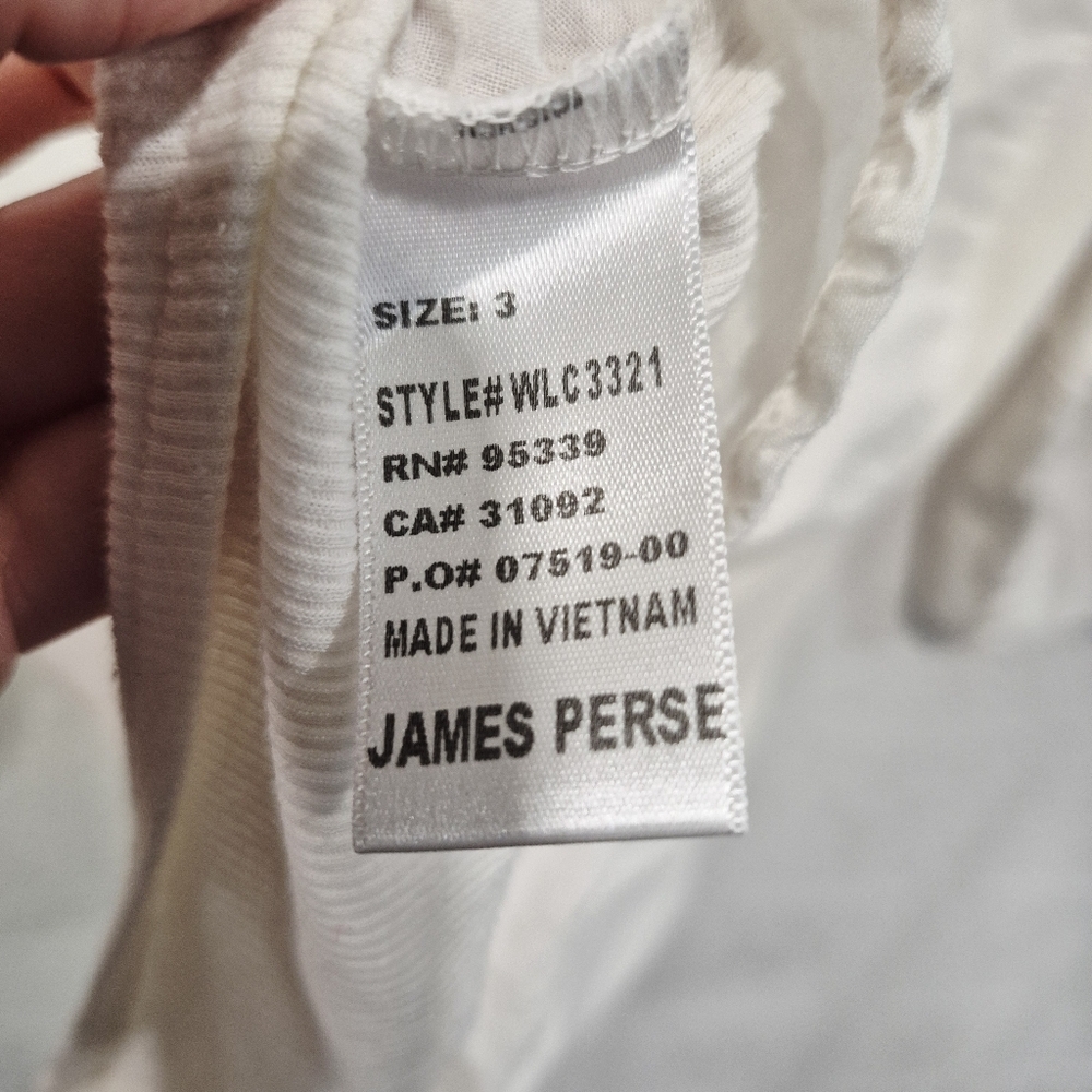 James Perse Contrast Panel Rib Surplus White Button-Up Shirt - Picture 8 of 10